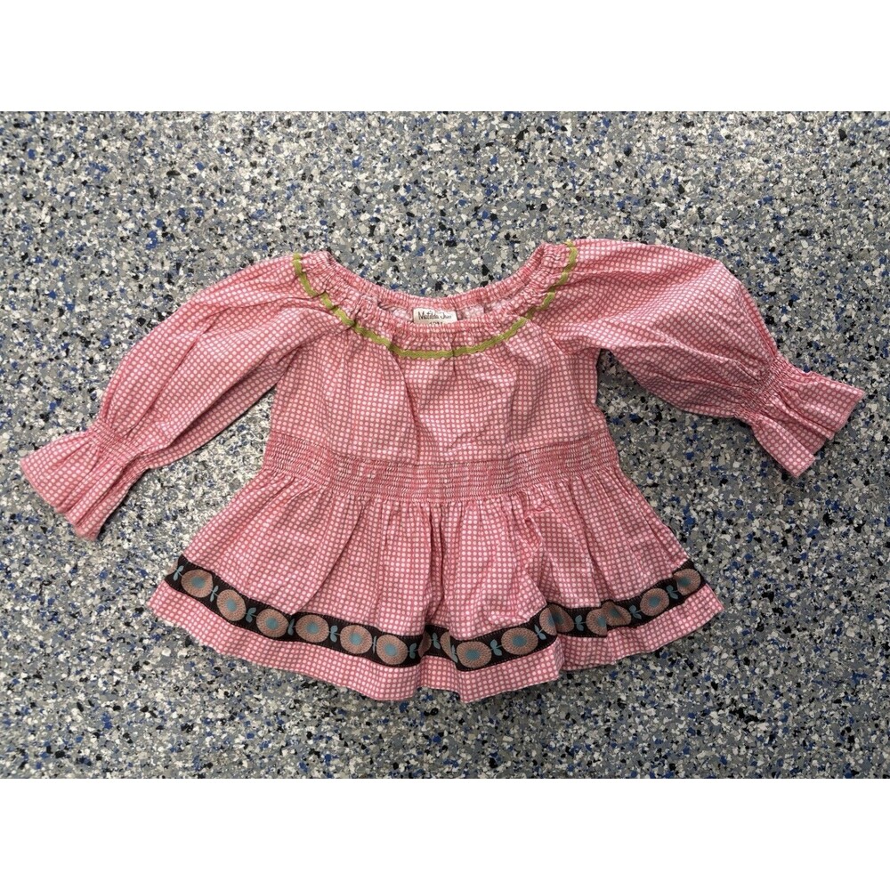 Matilda Jane Pink Gingham and Polka-dot Peasant Top Size 12 Months